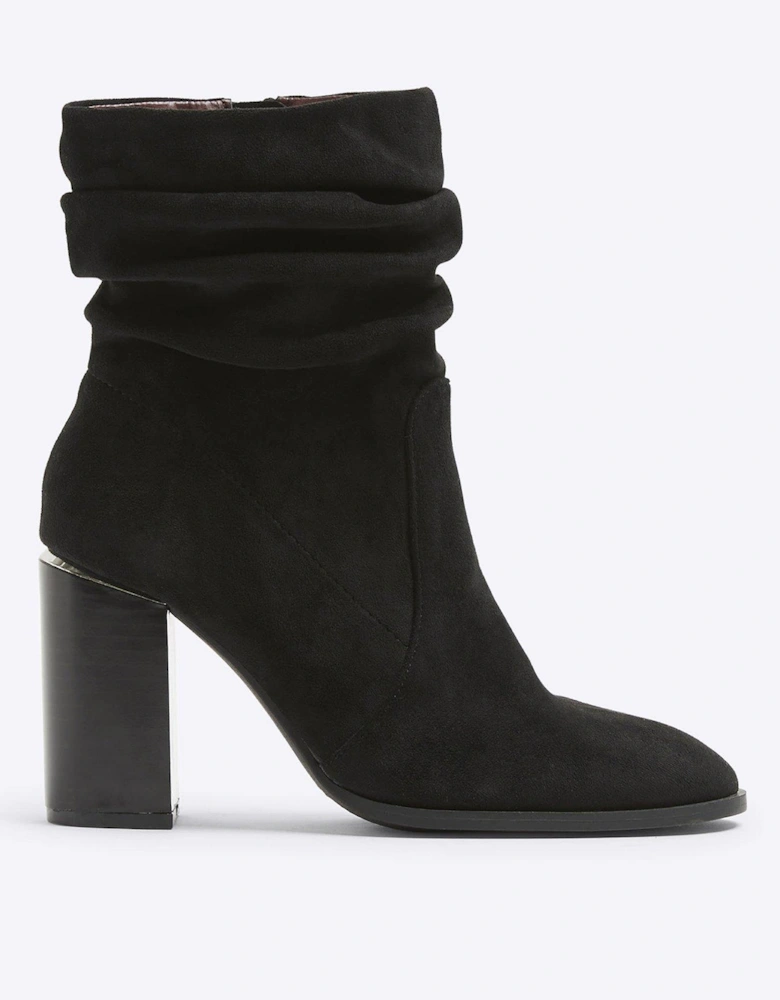 Slouch Heeled Ankle Boot - Black