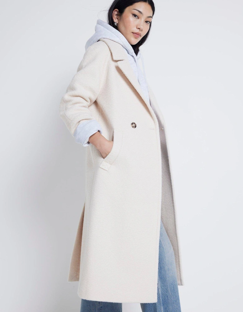 Boiled Wool Slouch Coat - Cream