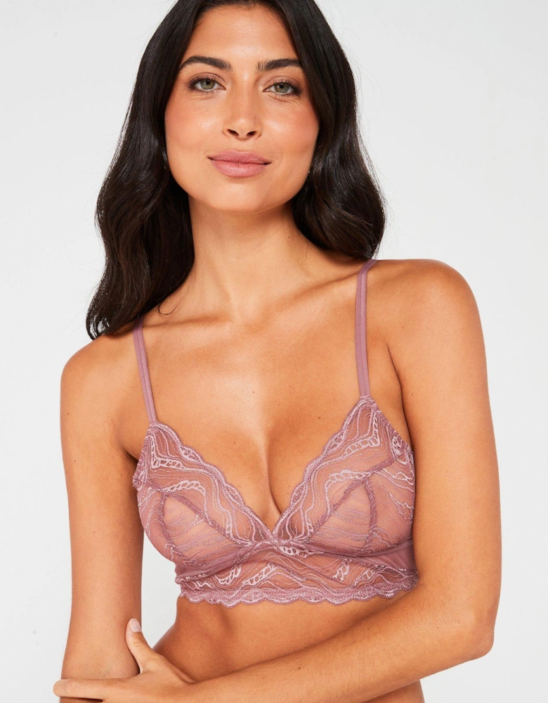 Lace Triangle Bralette - Pink