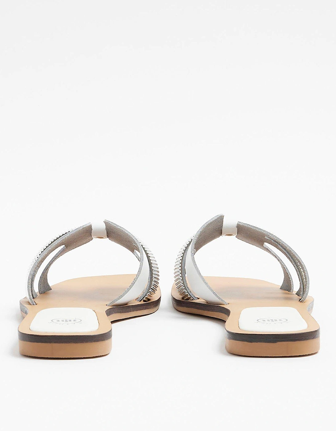 Cut Out Strap Leather Sandal - White