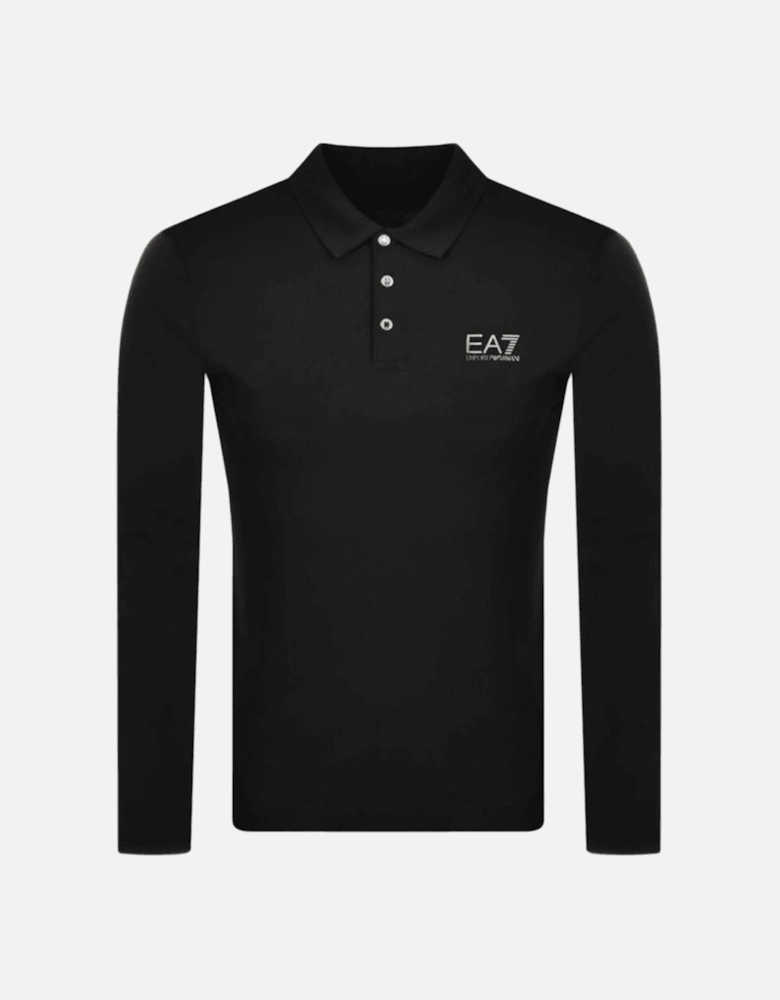 Cotton Black Long Sleeve Polo