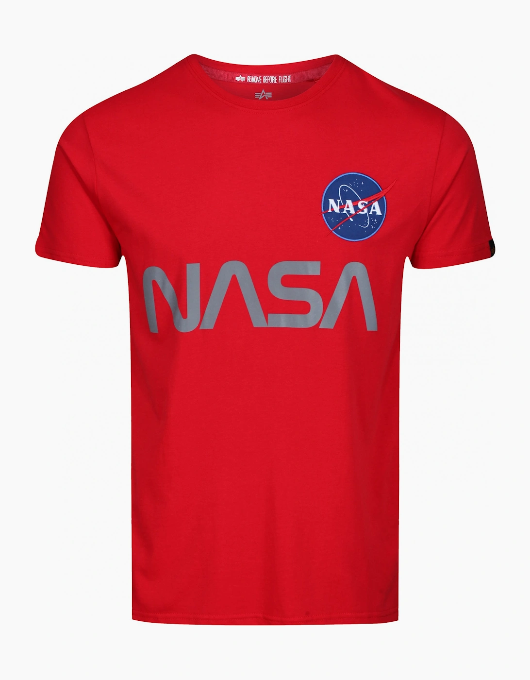 Alpha Industries Men's Red Nasa Reflective Logo T-Shirt |  40 Large