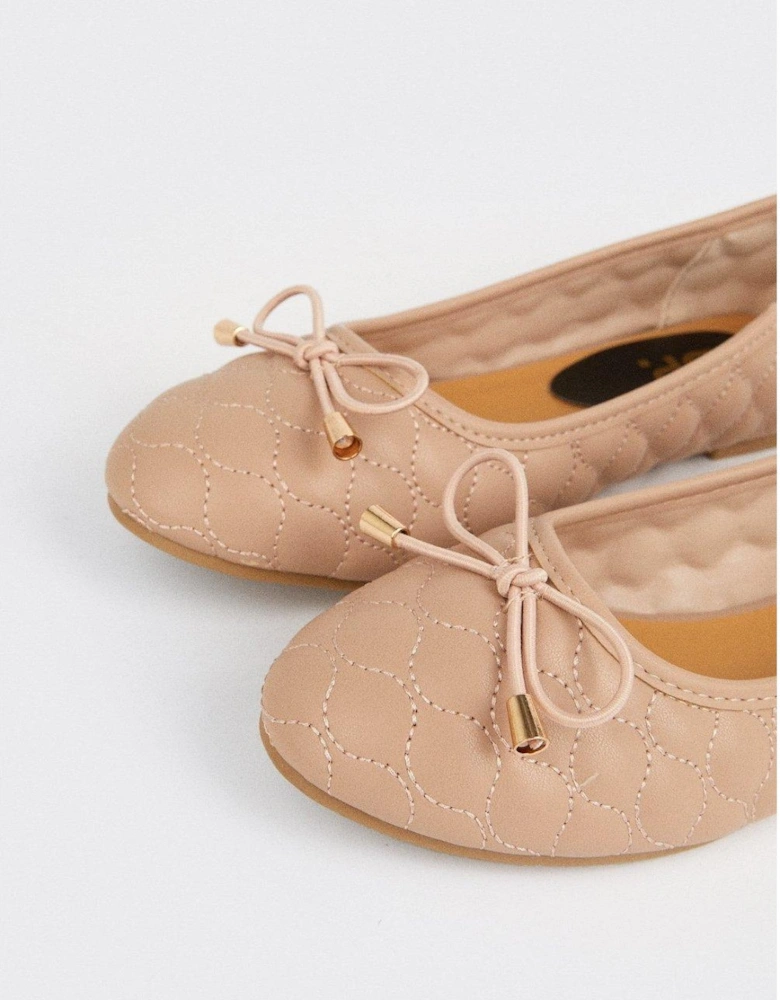 Womens/Ladies Priya Quilted Wide Ballerina Flats