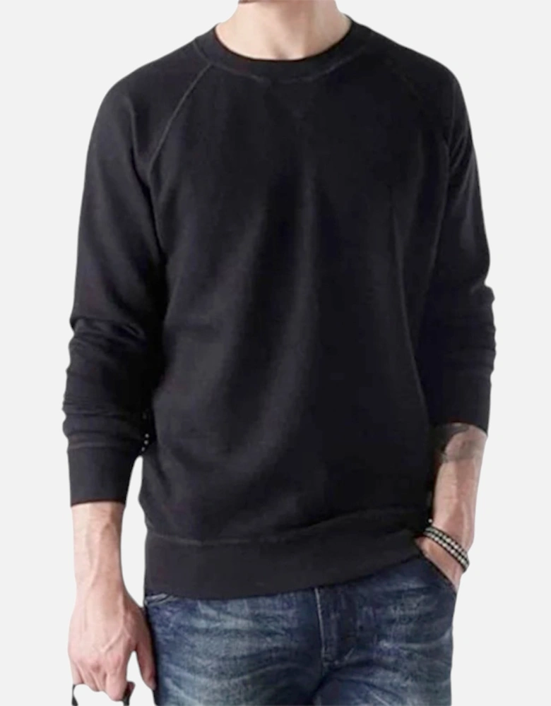 S JAPPIE Mens Sweatshirts Crew Neck Pullover Reversible Casual Top Black