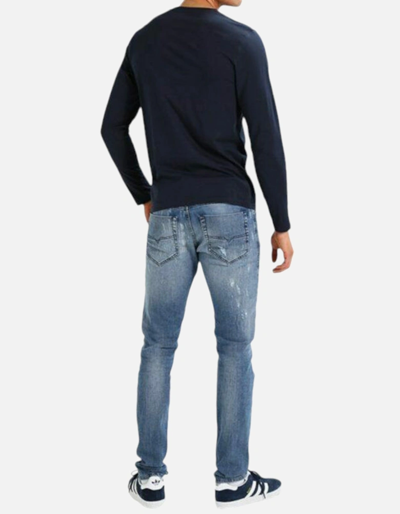 TEPPHAR 084QS Mens Denim Blue Jeans Distressed Stretch Slim Carrot  Fit