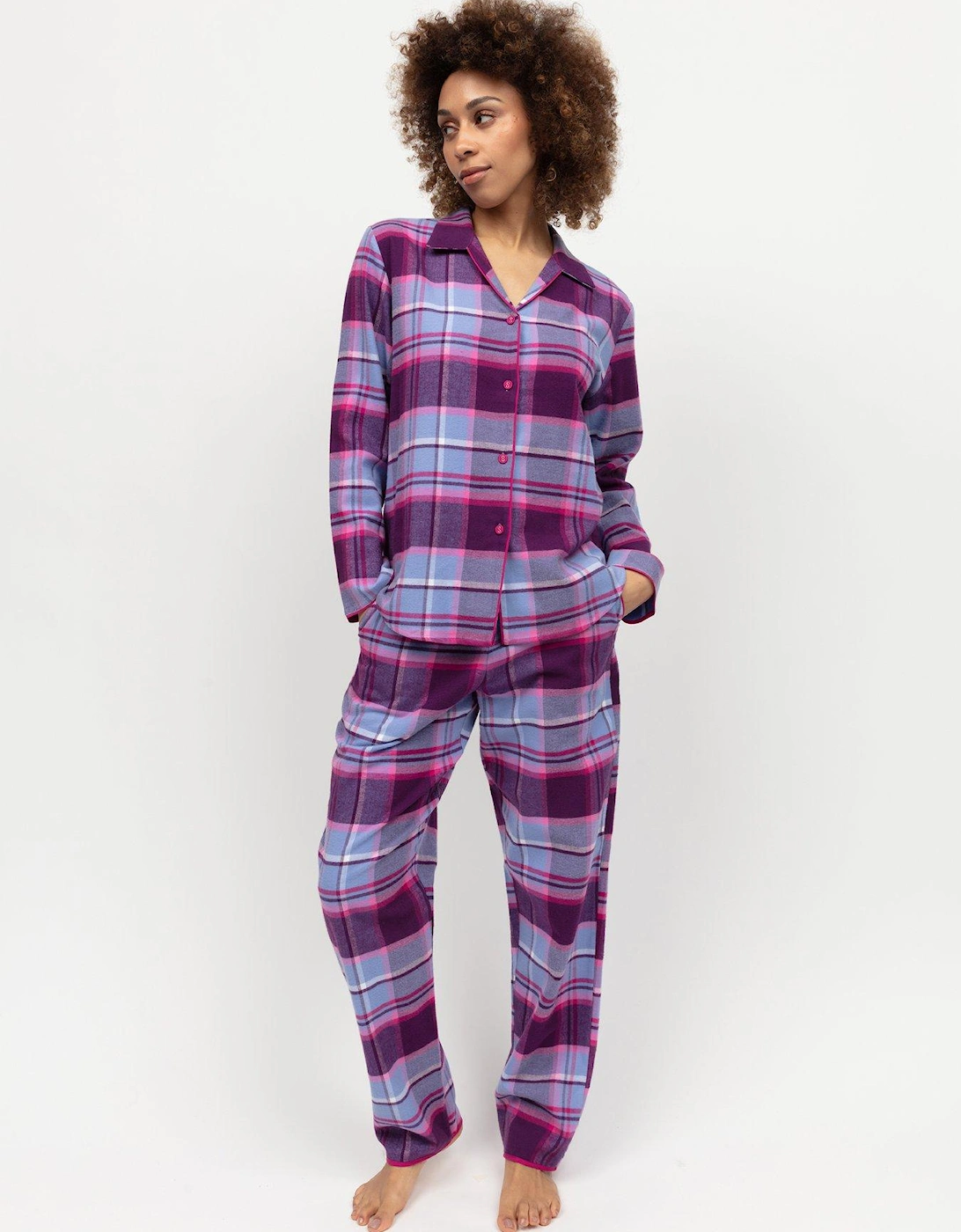 Hazel Dark Purple Check Long Sleeve Pyjama Set - Purple, 2 of 1