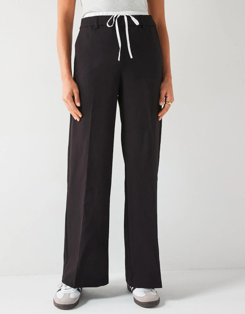 Eden Midi Waist Wide Leg Pant - Black