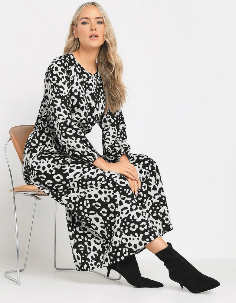 Tall Patchwork Animal Long Sleeve Midi Dress