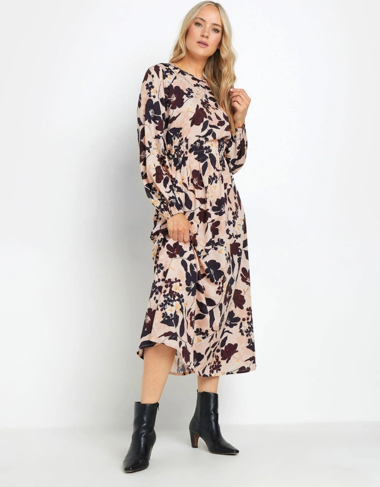 Tall Floral Long Sleeve Midi Dress