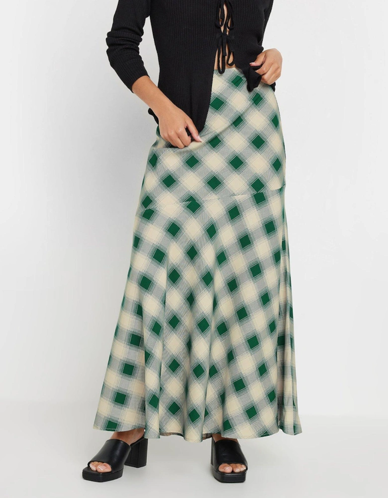 Petite Blurred Check Maxi Skirt