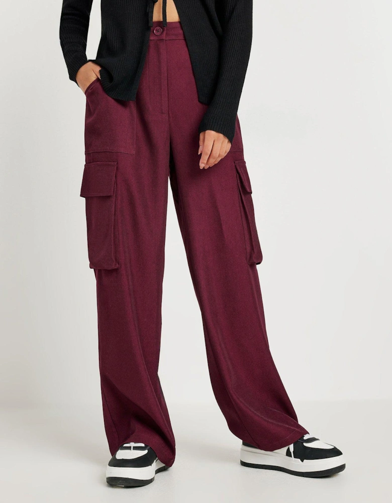 Petite Utility Wide Leg Trousers - Red