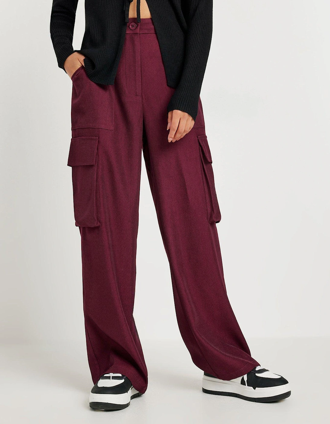 Petite Utility Wide Leg Trousers - Red, 2 of 1