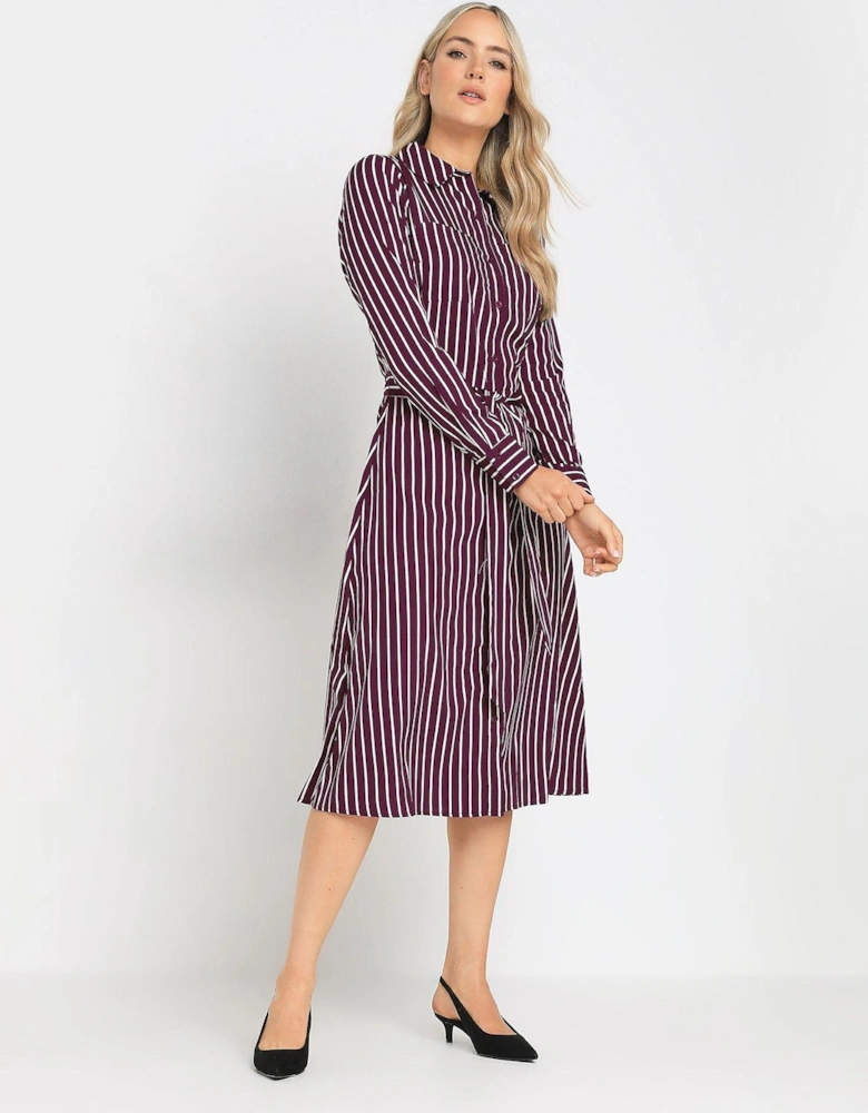 Tall Stripe Shirt Dress - Red