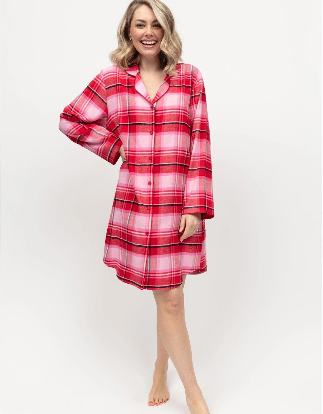 Noelle Red Check Long Sleeve Nightshirt - Red, 2 of 1
