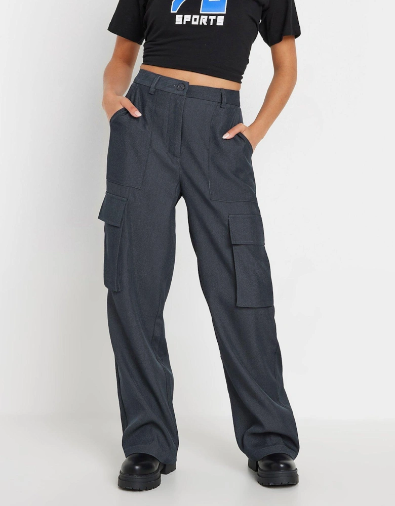 Petite Utility Wide Leg Trousers - Grey