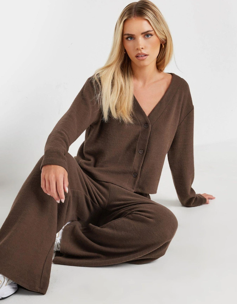 Petite Long Sleeve Cardigan - Brown