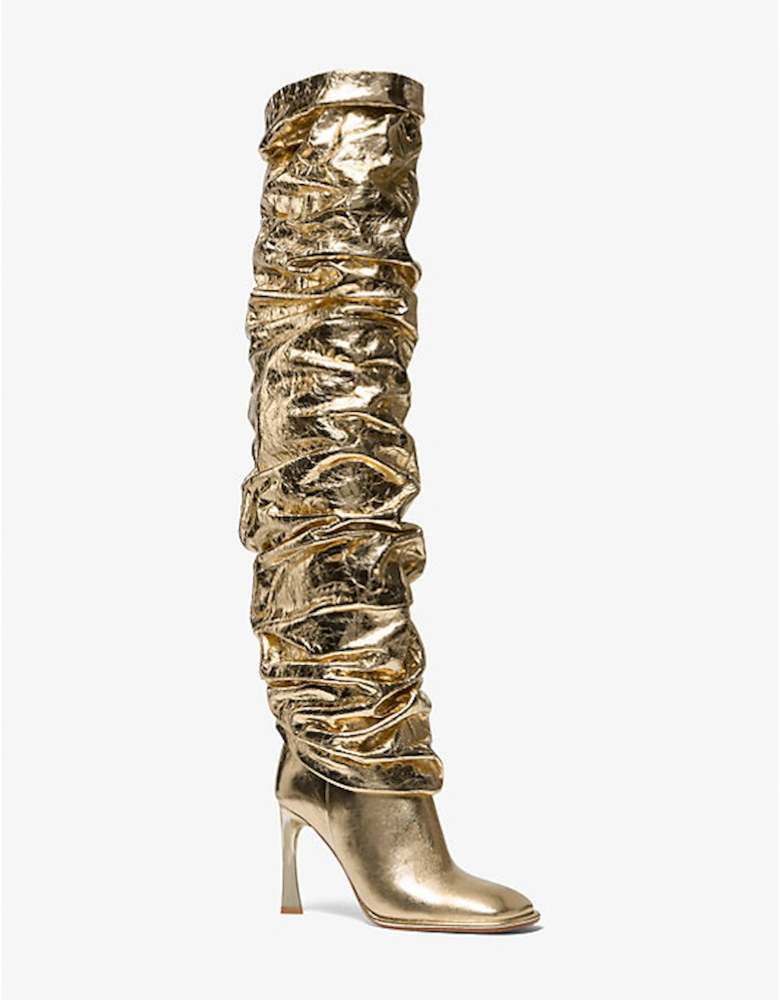 Kelsea Crackled Metallic Leather Slouchy Boot