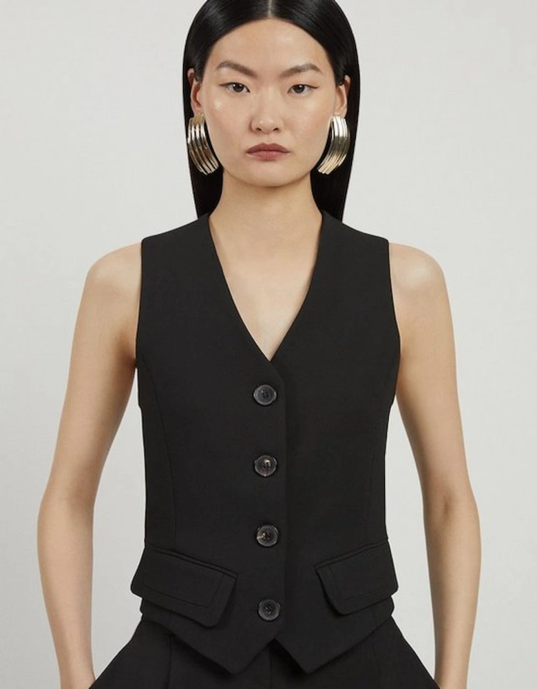 Compact Stretch Tailored Buttoned Waistcoat