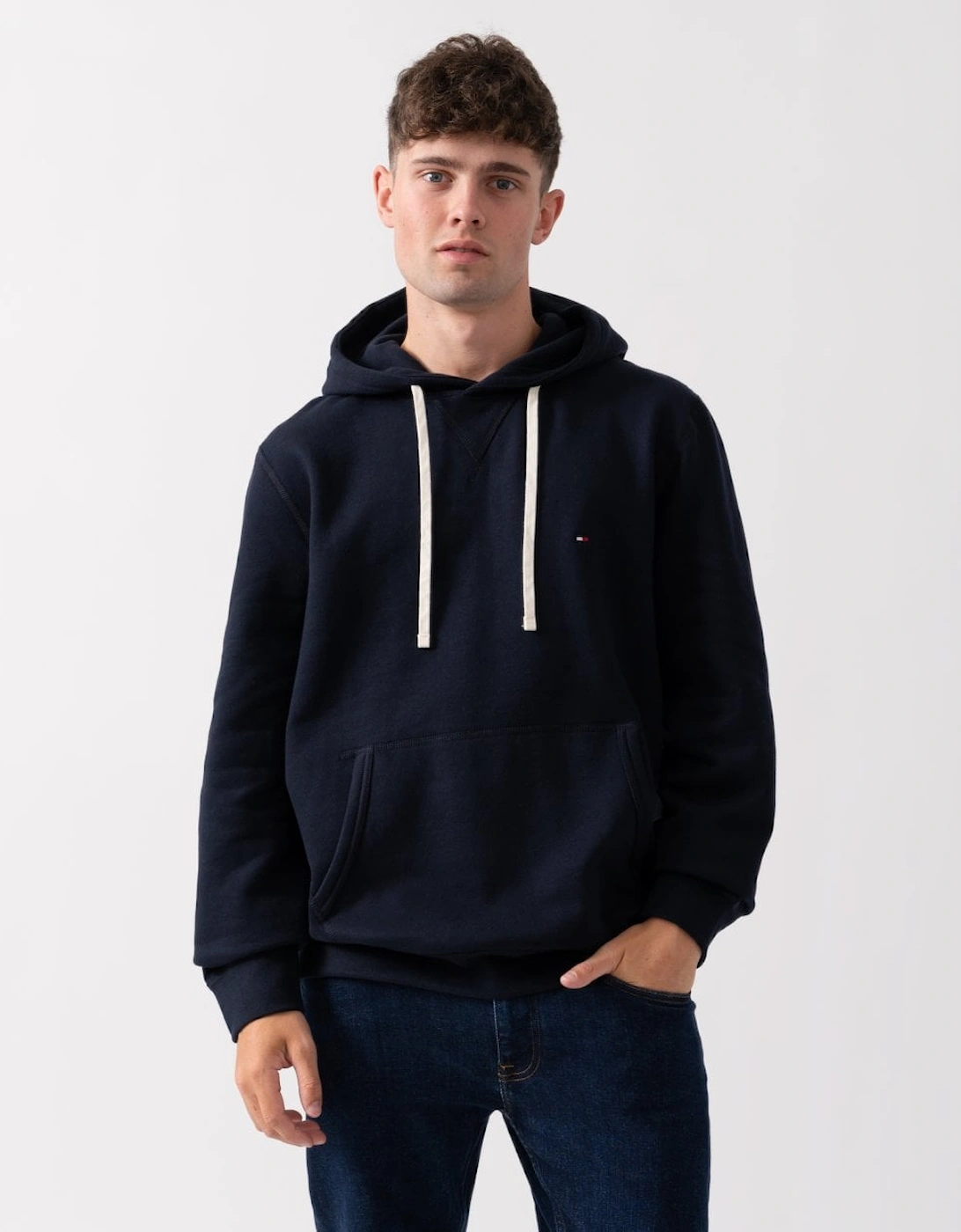 Tommy Hilfiger Men's Blue/Black Essential Fleece Hoodie - - : 42/Regular Xl