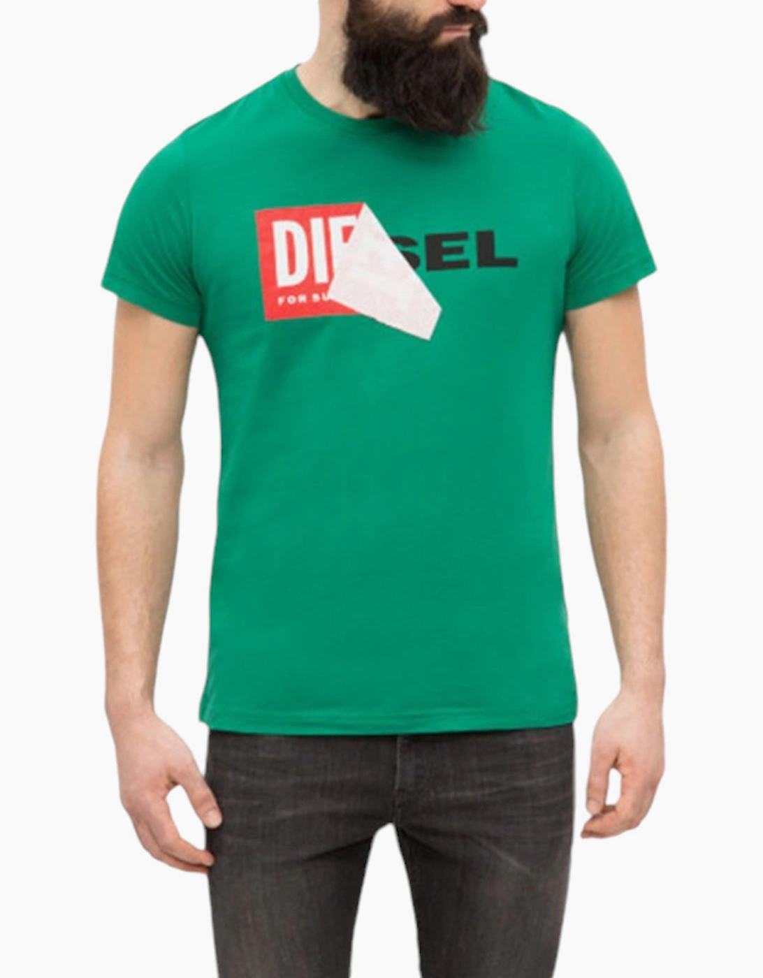 Diesel Men's Green T Diego Qa T Shirt Crew Neck Short Sleeve Casual Cotton Tee - : 38/Regular M