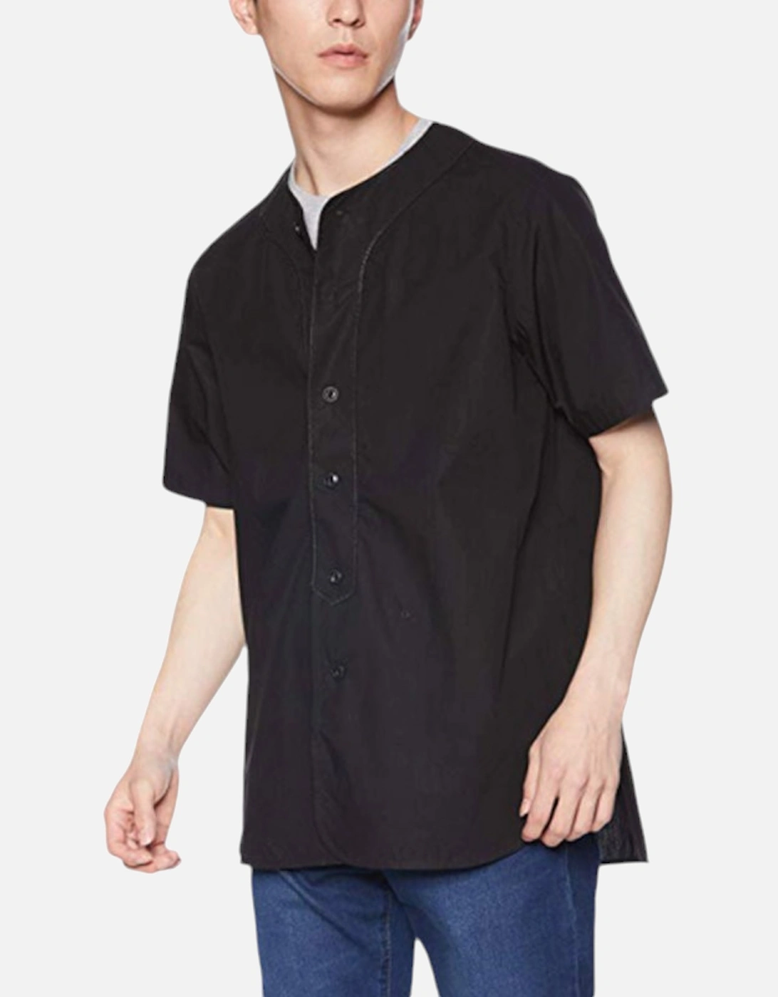 S-BOW 0KANQ 900 Mens Bomber Neck Shirt Black Slim fit, 5 of 4