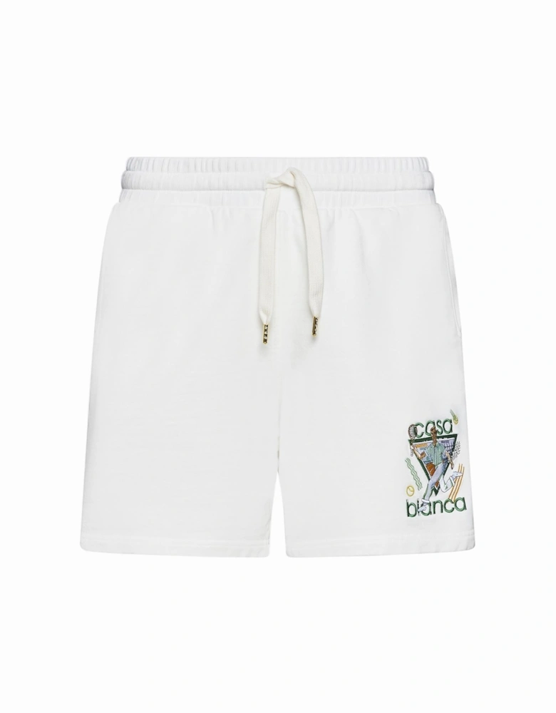 Le Jeu Embroidered Cotton Sweatshorts in White