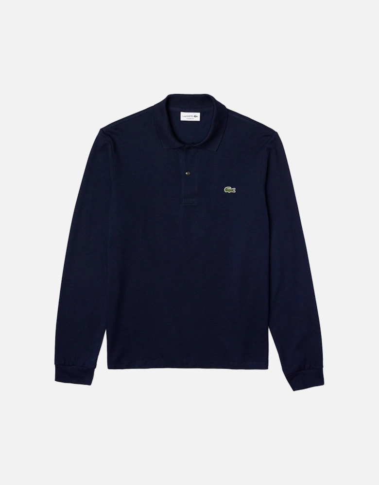 Classic Fit Long Sleeve Polo Shirt Midnight Blue