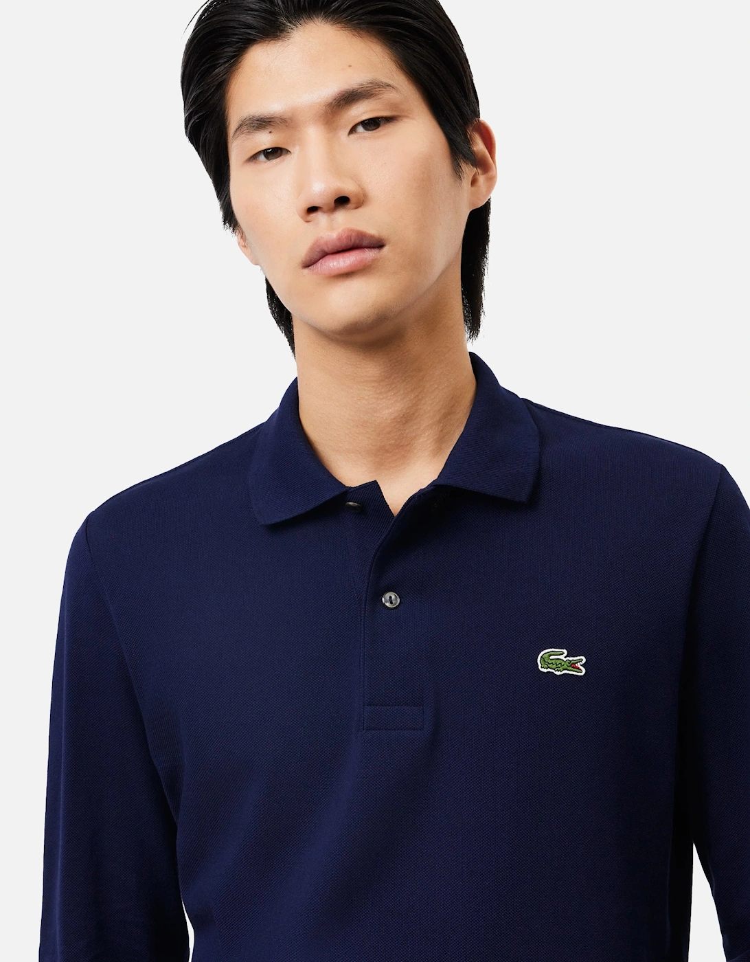 Classic Fit Long Sleeve Polo Shirt Midnight Blue