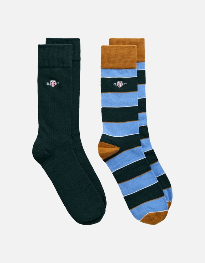 2-Pack Shield Rugger Stripe Socks Gift Set, Clear Sky