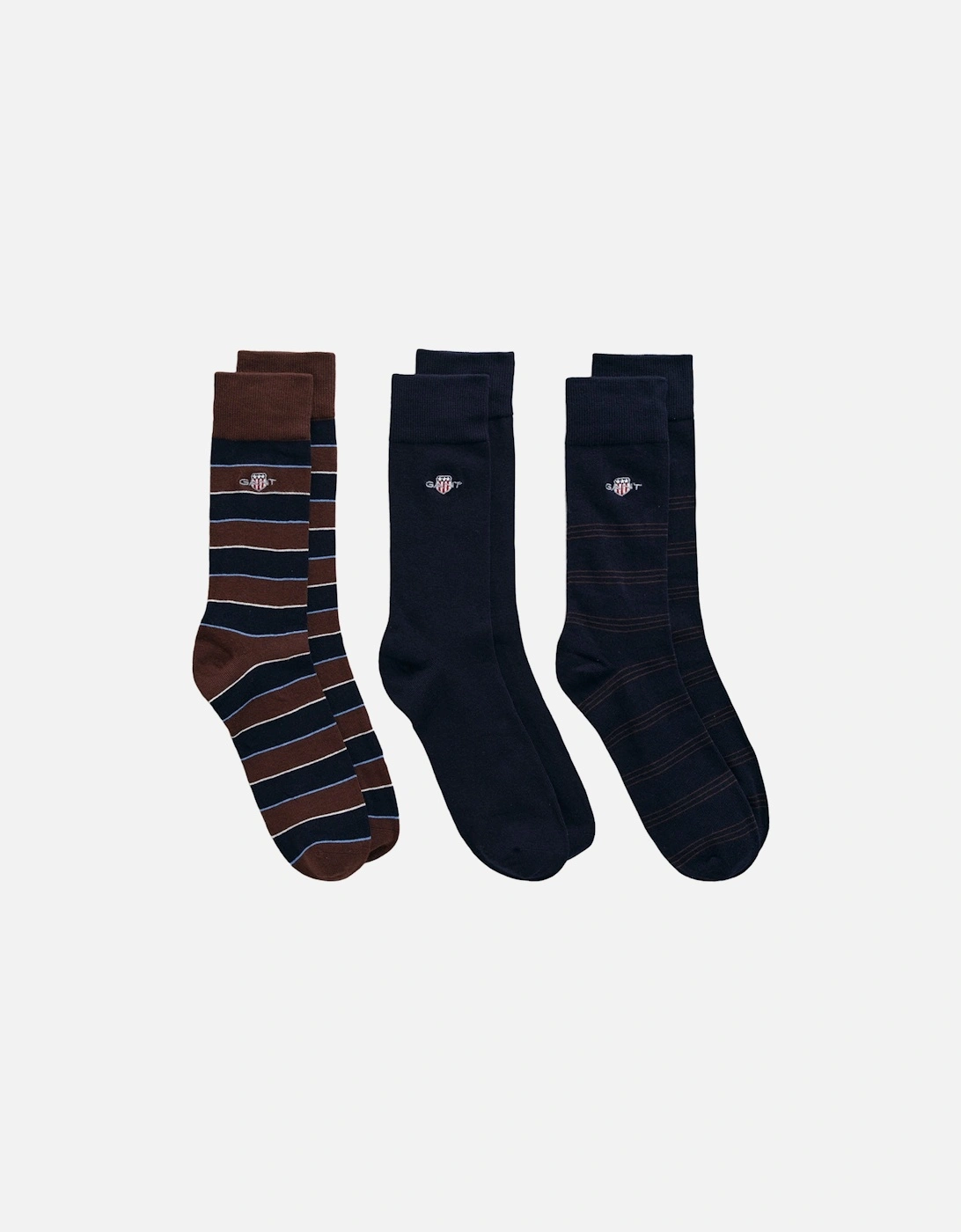 3-Pack Shield Rugger Stripe Socks Gift Set, Evening Blue, 3 of 2