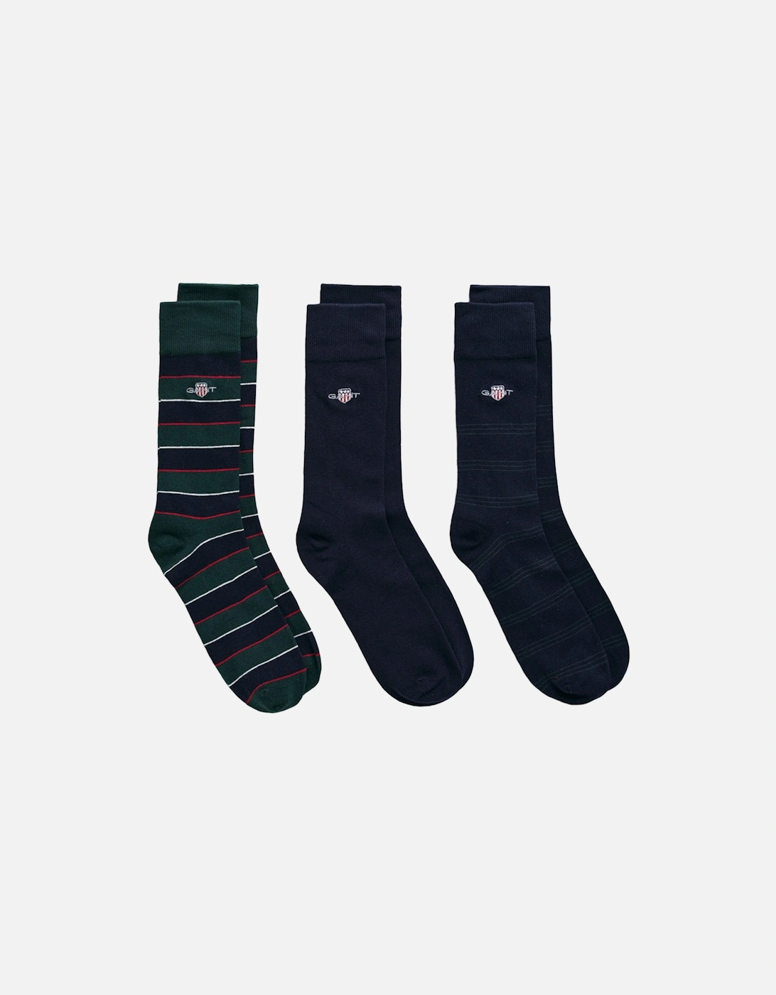 3-Pack Shield Rugger Stripe Socks Gift Set, Tartan Green, 3 of 2