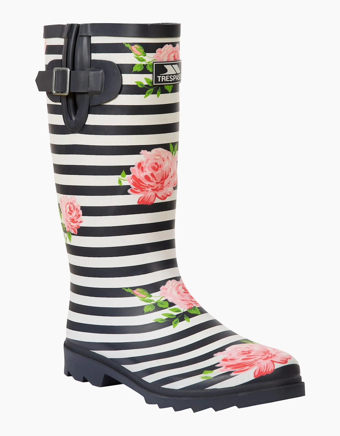 Trespass Women's Navy White Pink / Elena Floral Wellington Boots - : 6 Size 6 Uk