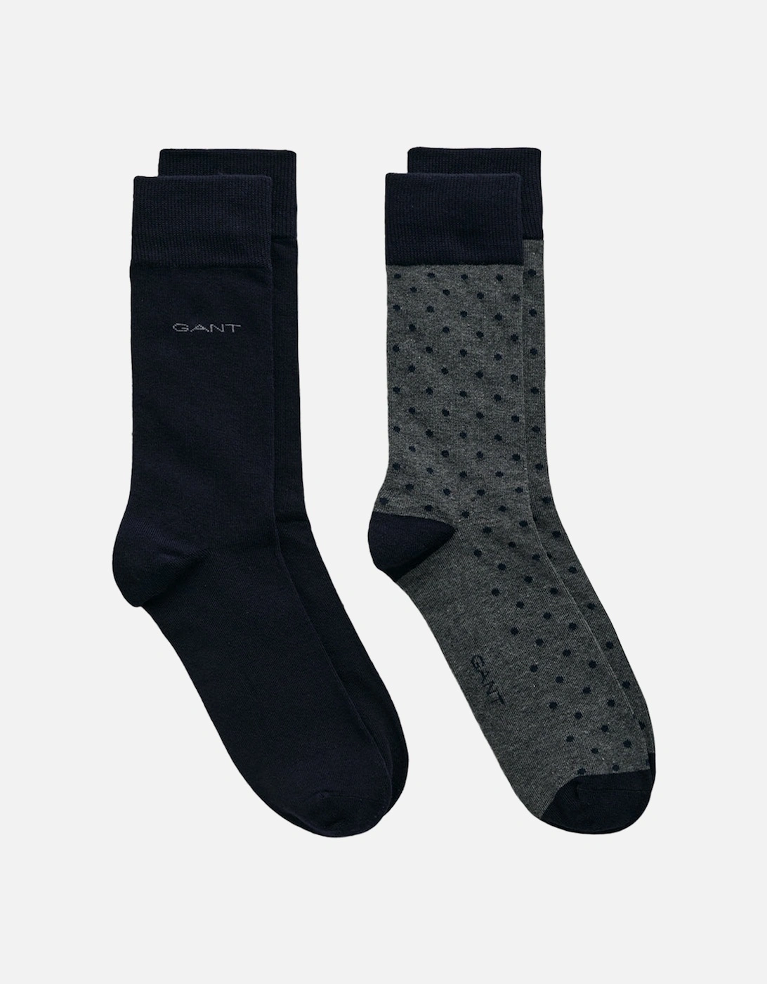 2-Pack Dot & Solid Socks, Charcoal Melange, 2 of 1
