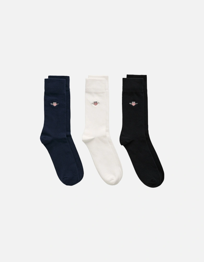 3-Pack Shield Socks, Black/Navy/White