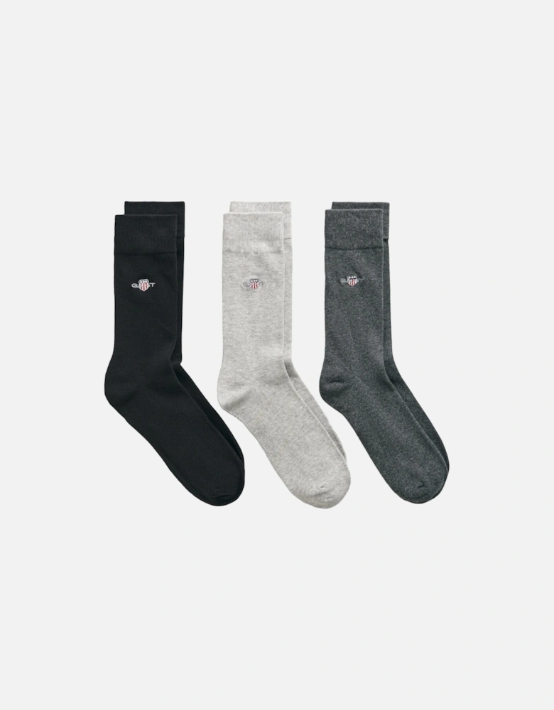 3-Pack Shield Socks, Charcoal Melange