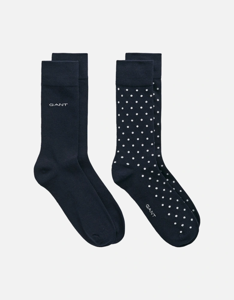 2-Pack Dot & Solid Socks, Marine
