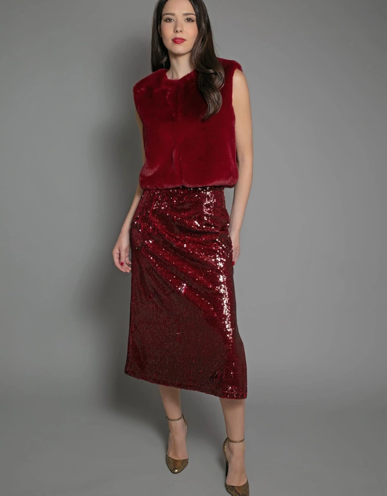 MELEKA SEQUIN SKIRT-RED