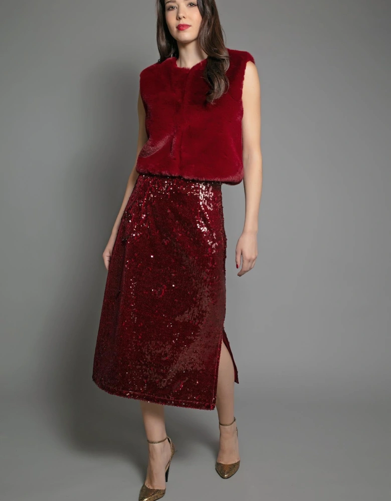 MELEKA SEQUIN SKIRT-RED