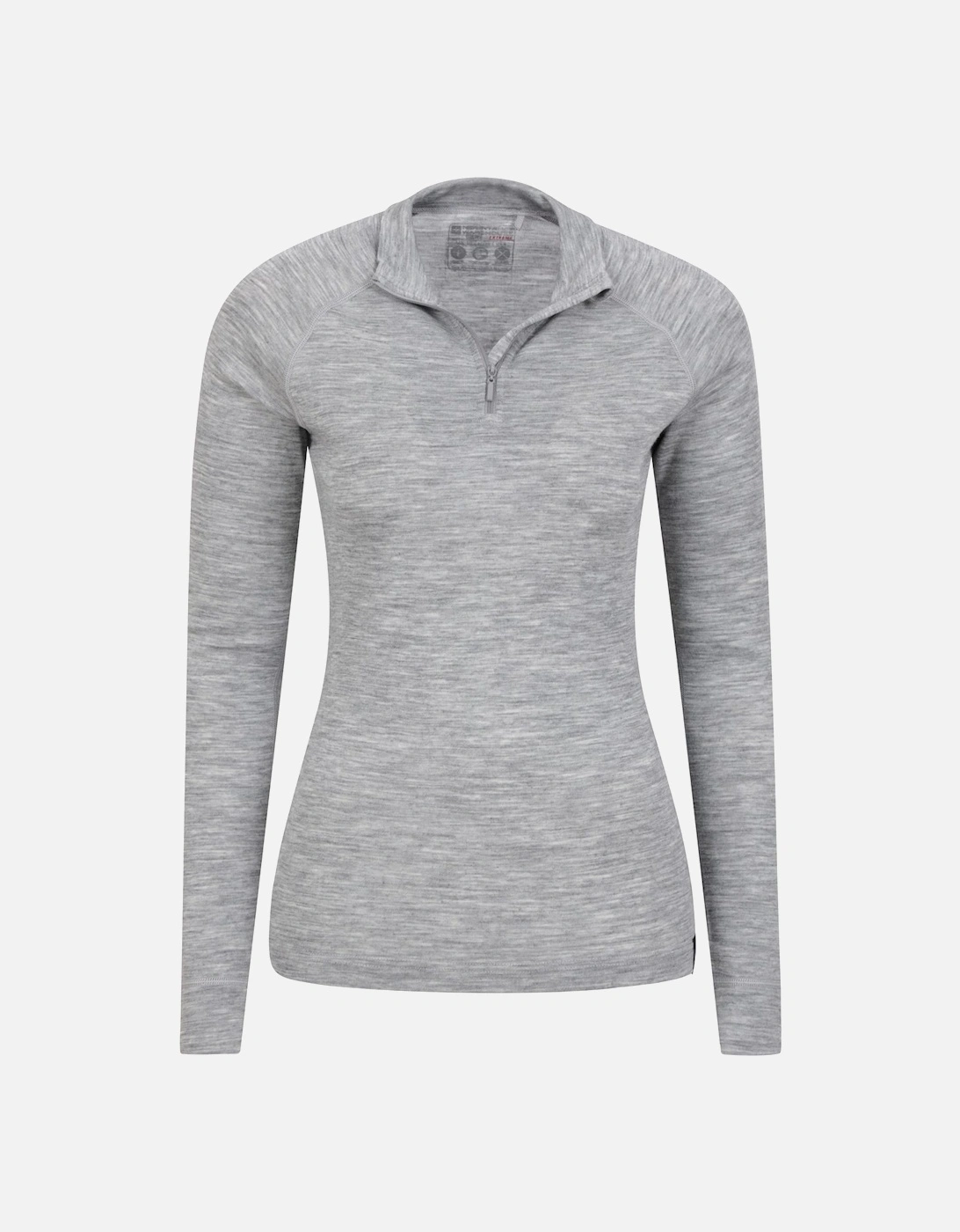 Womens/Ladies Merino Wool Zip Neck Thermal Top