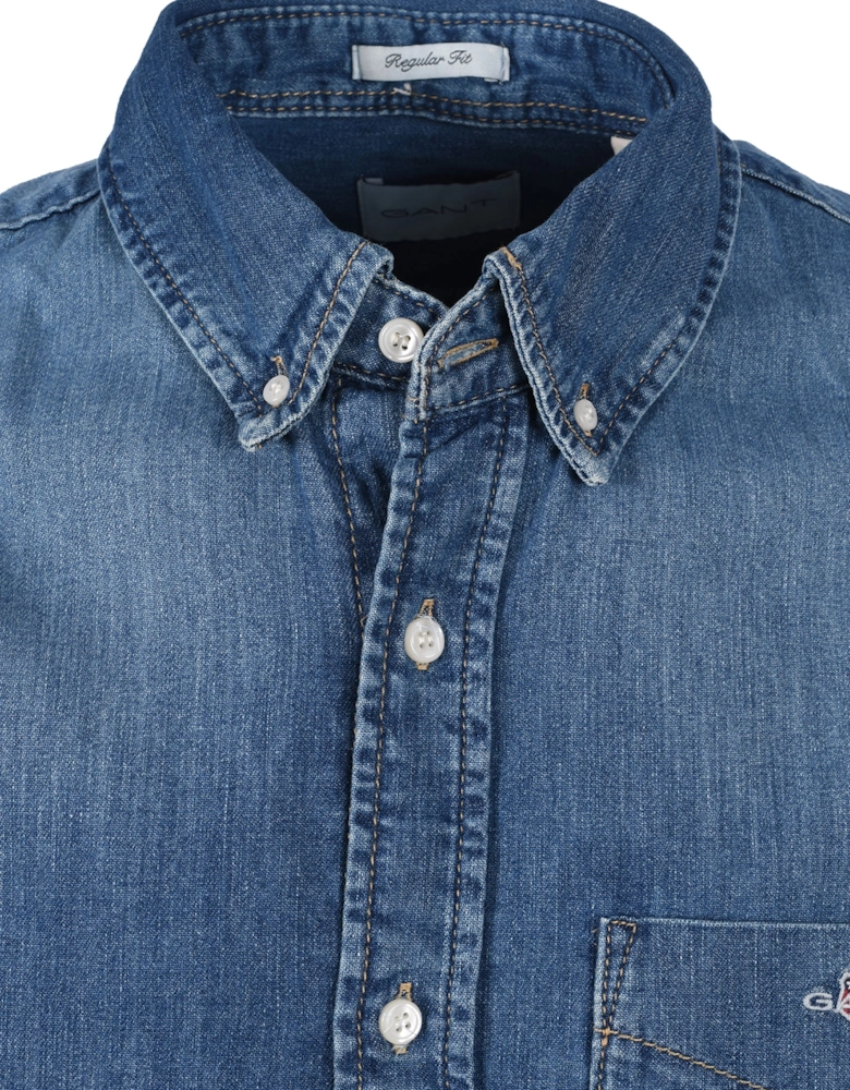 Reg Denim Long Sleeve Shirt Mid Blue Worn In