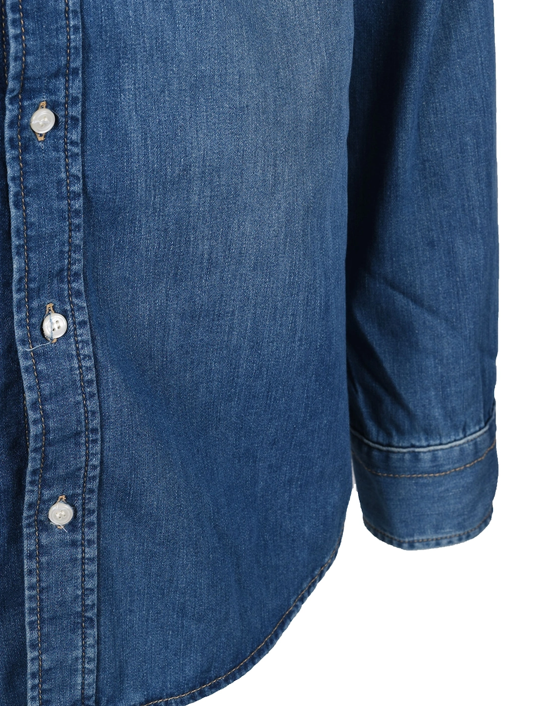 Reg Denim Long Sleeve Shirt Mid Blue Worn In