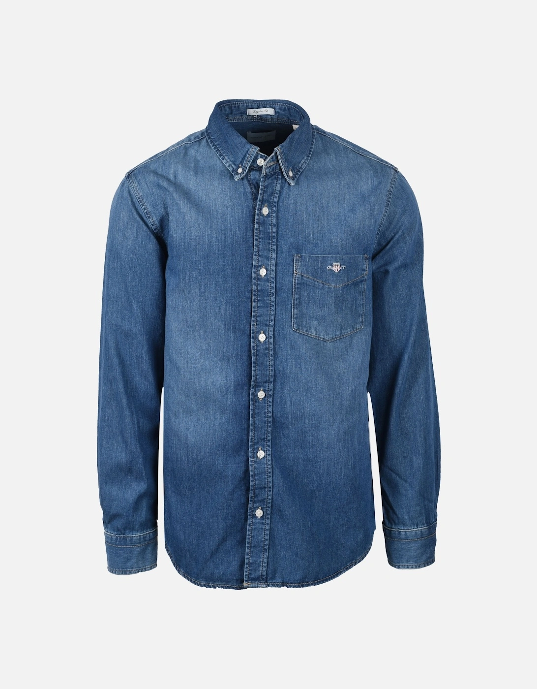 Reg Denim Long Sleeve Shirt Mid Blue Worn In, 5 of 4