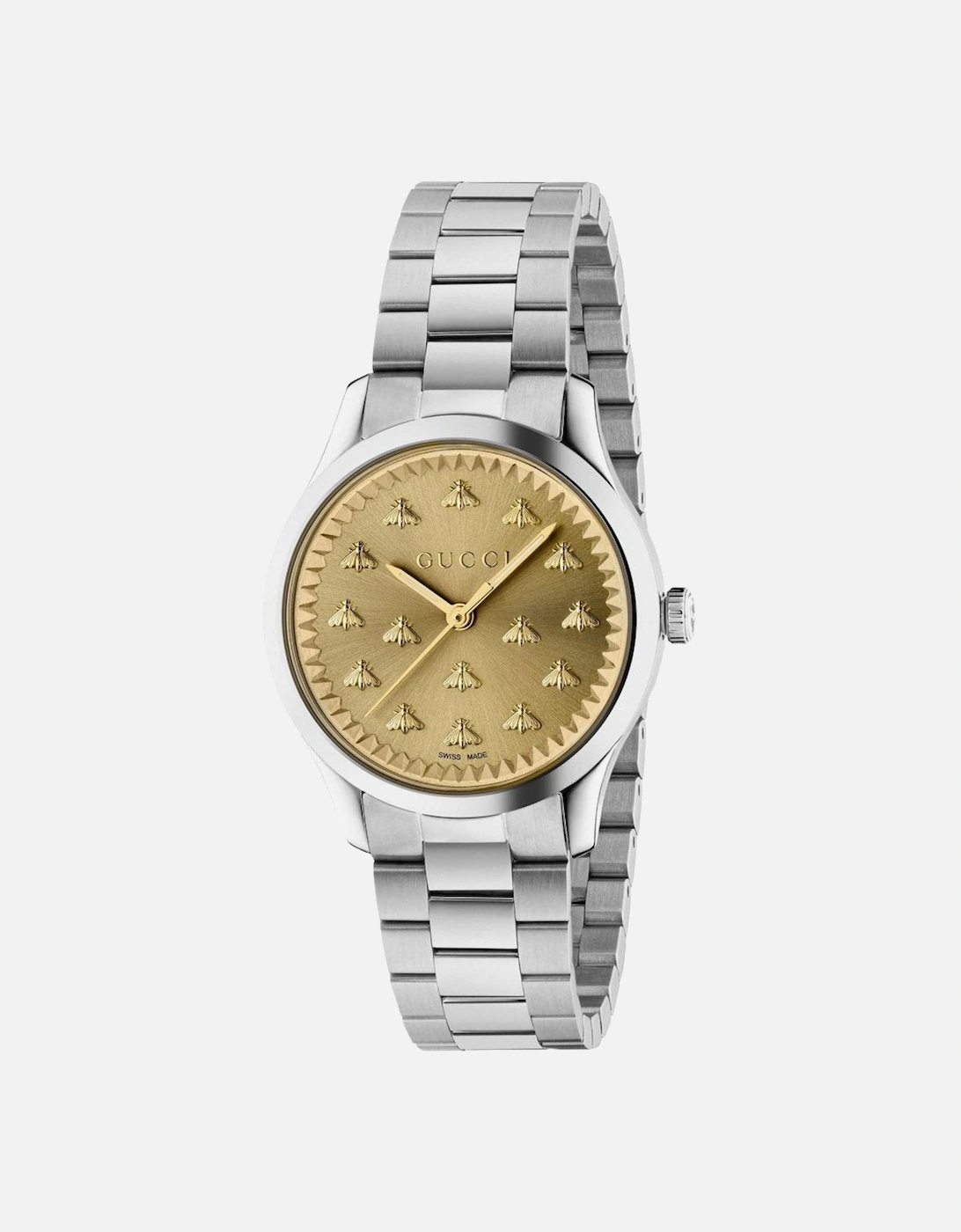 Women's Gucci YA1265035 G-Timeless Gold Dial Ladies Watch - Silver