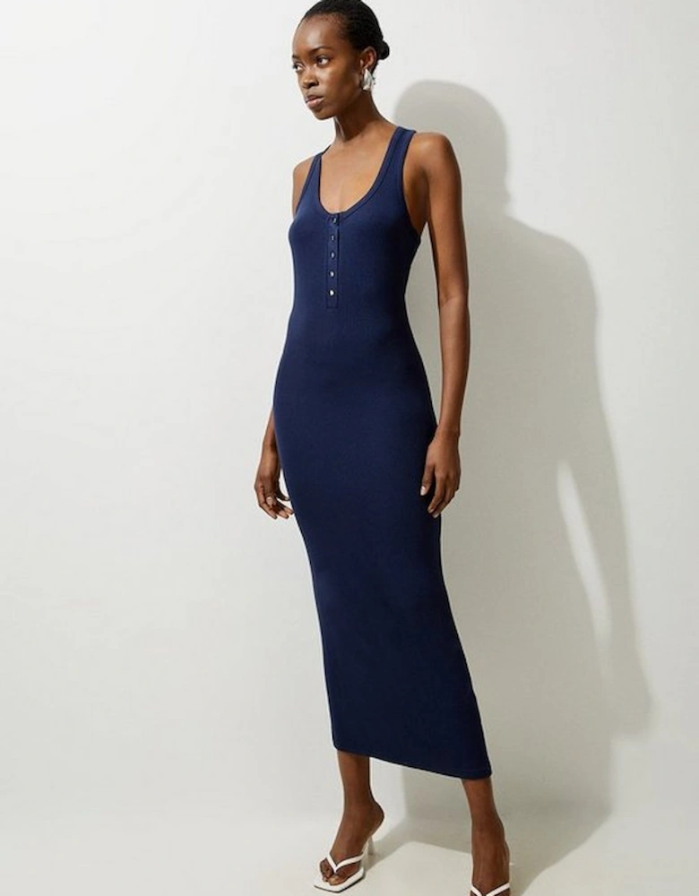 Lux Viscose Rib Jersey Racer Back Midi Dress