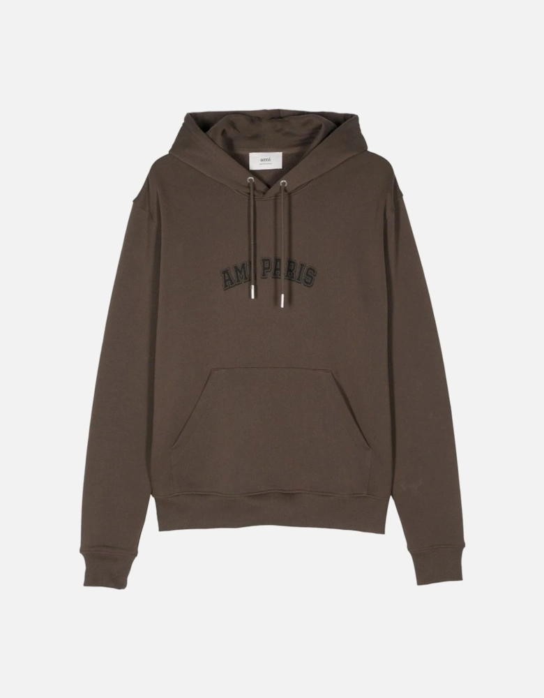 Branded Cotton Pullover Hooded Top Brown