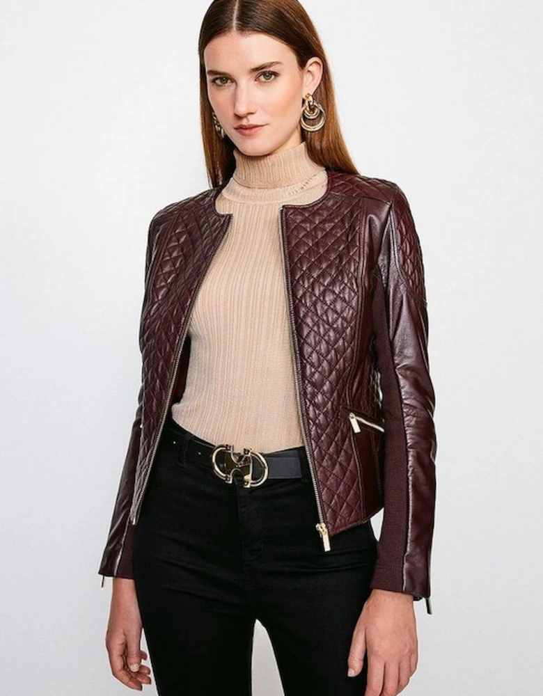 Leather Quilted Biker Jacket