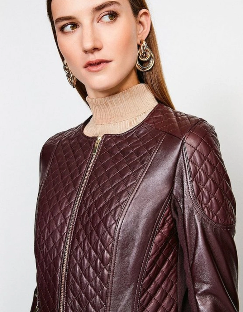 Leather Quilted Biker Jacket