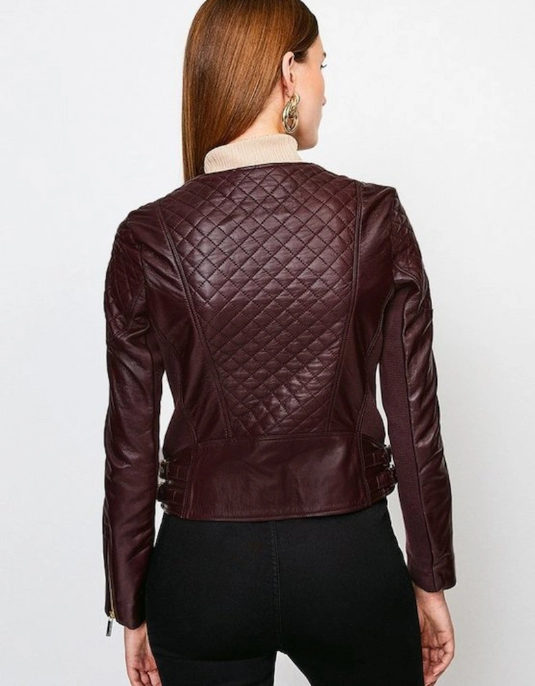 Leather Quilted Biker Jacket