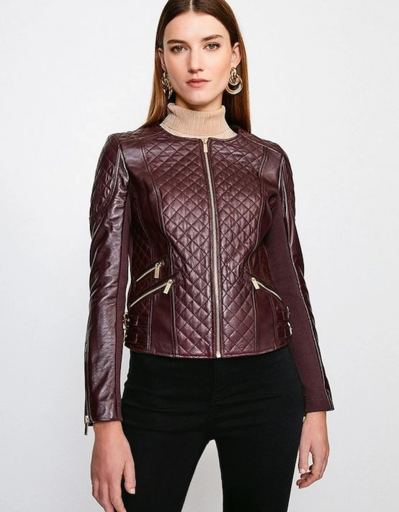 Leather Quilted Biker Jacket