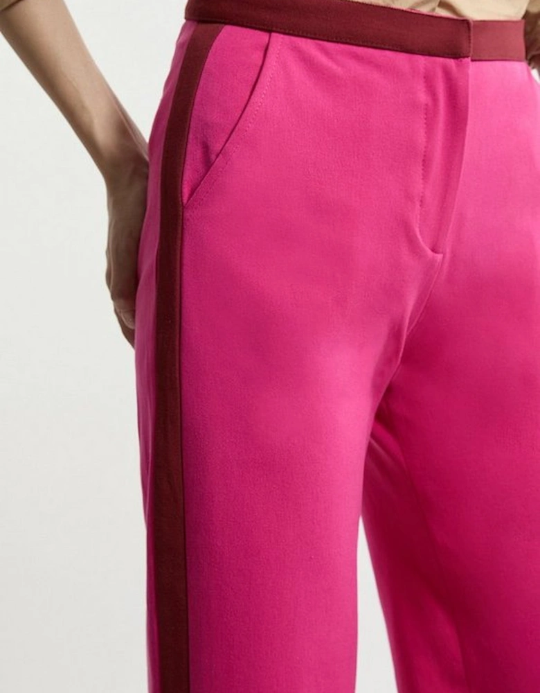 Compact Stretch Tailored High Waisted Slim Leg Trousers